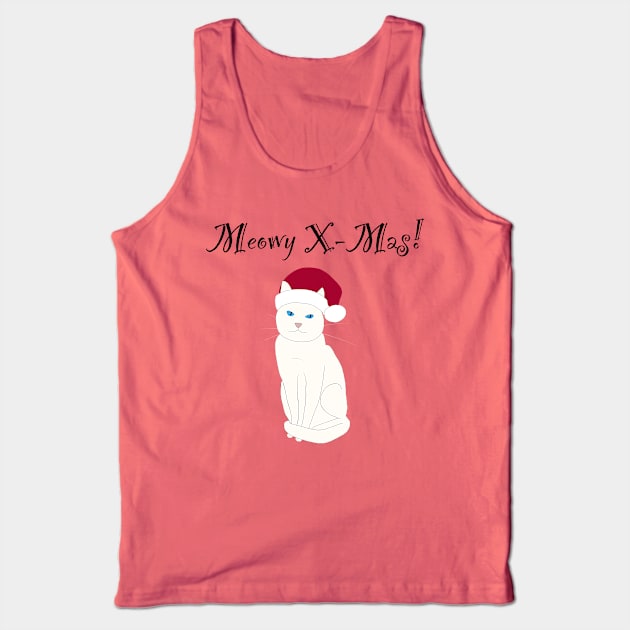 Meowy X-mas santa hat - white Tank Top by Lian's designs